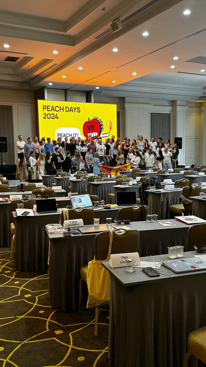 Event venue with purple lighting